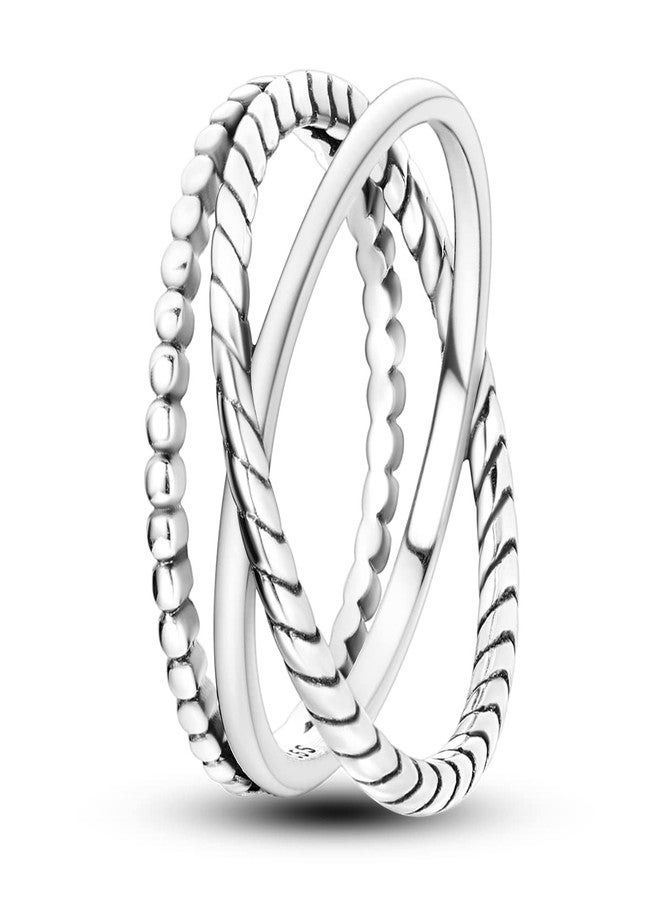 NARMO Rings for Women Entwined Line Band Ring 925 Sterling Silver Rings Size 8 - Image 1